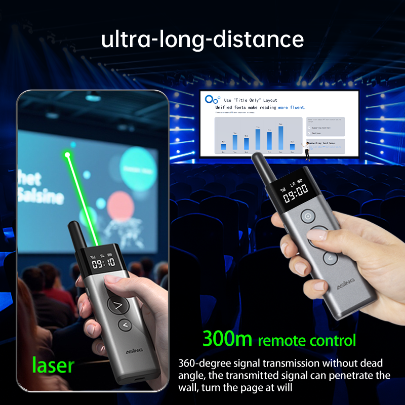 ASING 980ft Ultra-Long Distance Wireless and USB Laser Presentations Remote Control,Slide Advancer with Laser Pointer, PowerPoint Remote, Presenter Clicker for Mac, Ipad,Glass Board, Laptop & Keynote