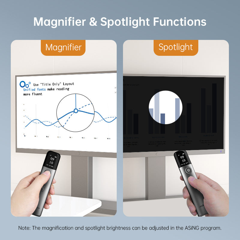 Maginifier & spotlight function of ASiNG wireless presenter