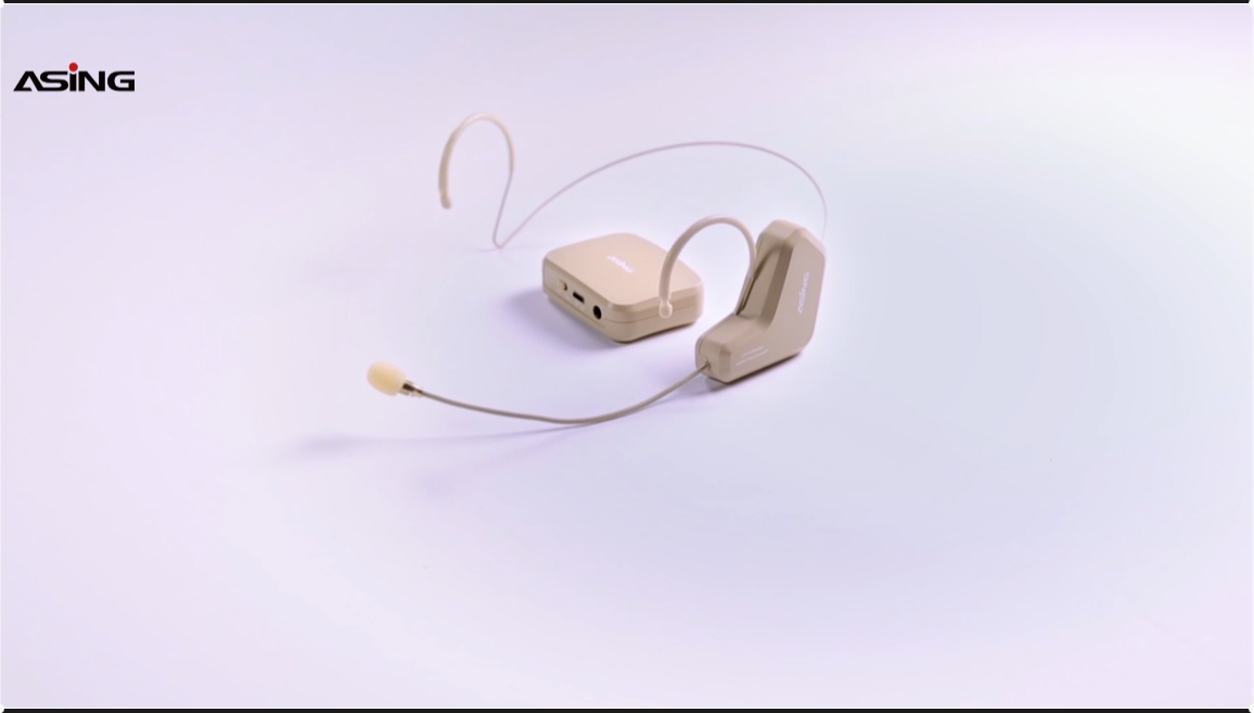 Load video: This is a video introducing wm03 wireless headset microphone whose main features are dual ear hooks, natural color design and clear sound.